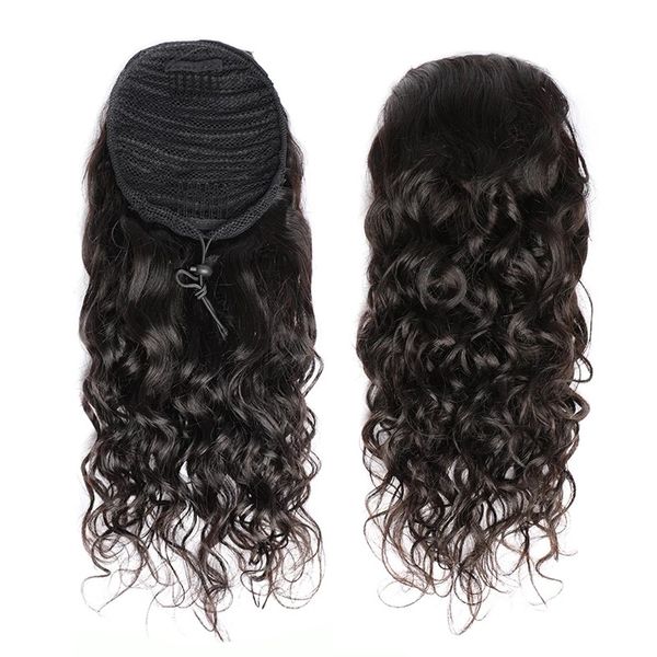 

Black Drawstring Ponytail Extension Real Human Hair Kinky Curly Body Wave Clip In Hair Extensions for Black Women 8-24 Inch Available