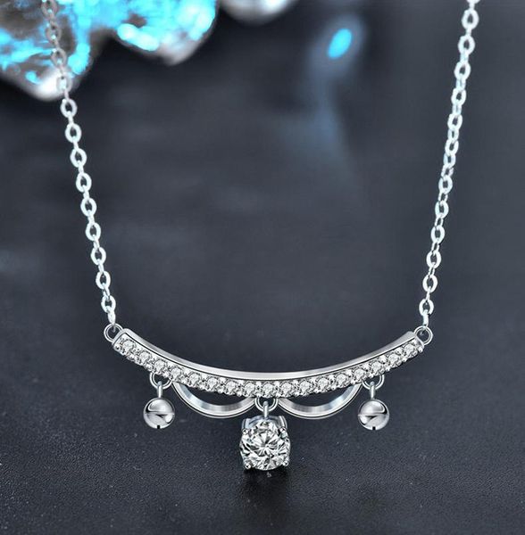 

Princess Style S925 Silver Bell Pendant Necklace with Moissanite Charm for Women Gift Jewelry