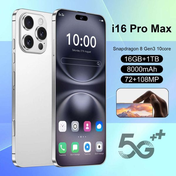 I16 I15 Pro Max Celulares Alta Gama 16GB+1TB 7.3inch 72MP+108MP HD Camera Smartphone 5G Face recognition Unlock 8000mAh Battery Fast Charge Original Mobile Phone
