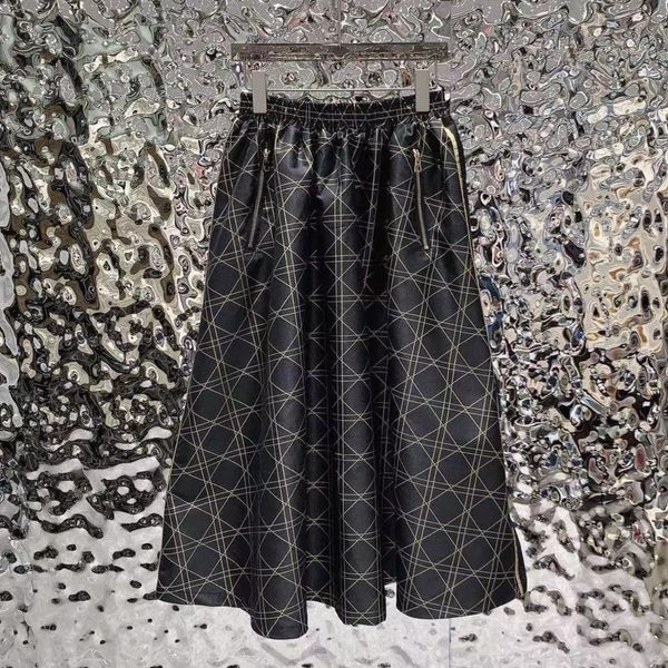 

high quality women luxury Long dress original Jacquard webbing design female Half skirt fashion womens highend brand High waist skirt, Black