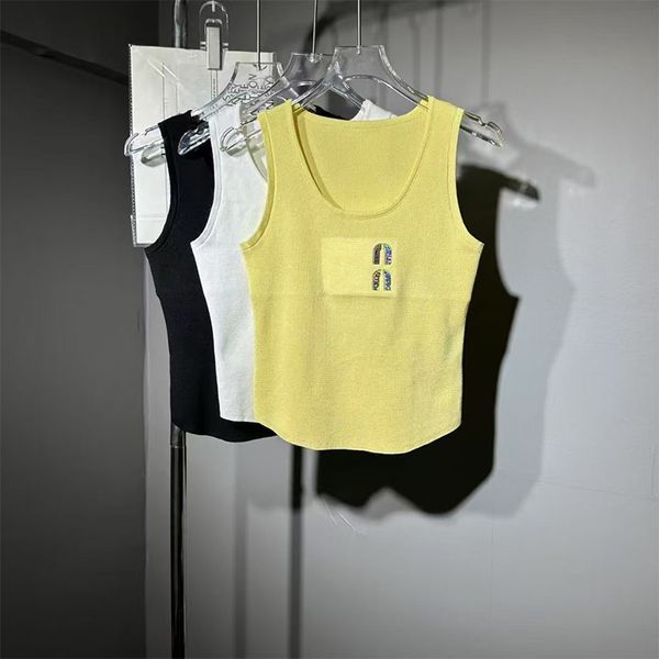 

women tanks camis designer tank tops women tanks girl sleeveless wide-shoulder vest knitted vest suspenders, Black