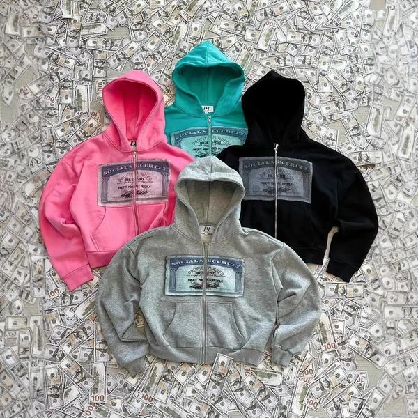 

Men's Hoodies Zip Up Hoodie Men Women Harajuku Hip Hop Fashion Patch Embroidery Oversized Loose Casual Jacket Streetwear, Black