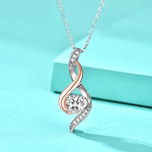 

Chic Cubic Zirconia Inlaid 925 Silver Ribbon Pendent - A Radiant Addition To Your Jewellery Collectio