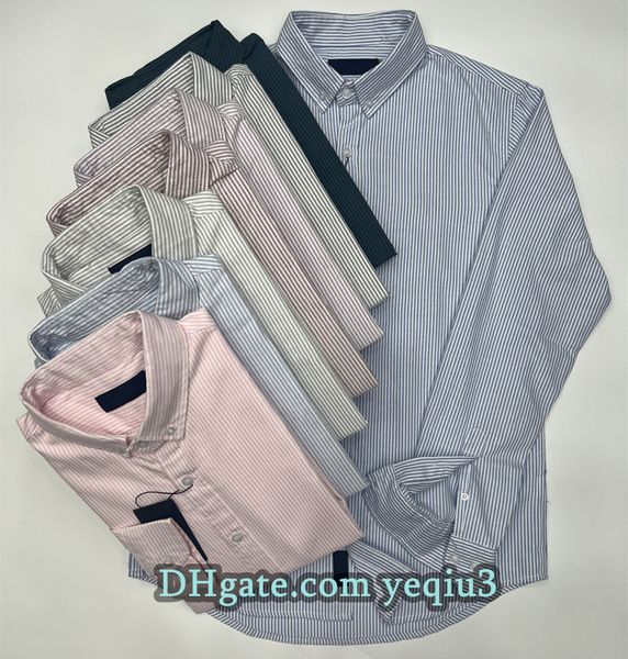 

Mens Long Sleeve Stripe Shirt Classic British Fashion Casual Work Shirt High Quality Spring Autumn Office Style Designer Striped Shirt for Gentlemen, H1026-gray