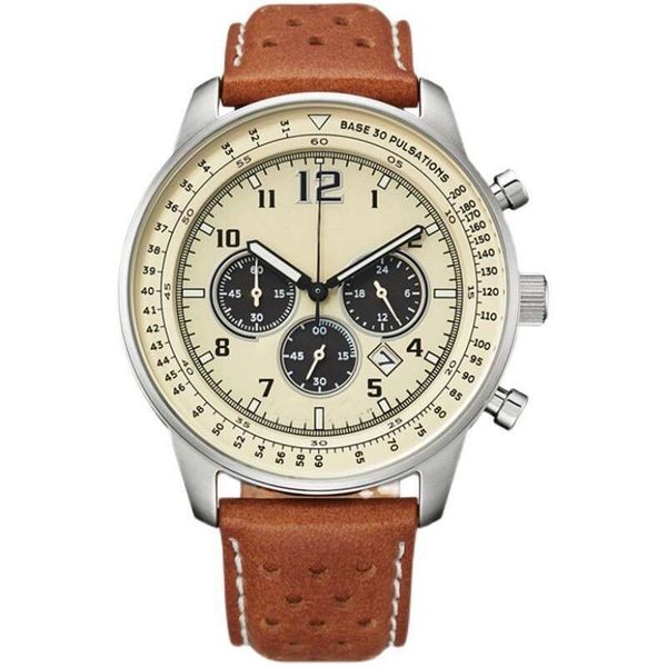 

Multi functional six pin men's watch on online platform; Send packaging box, Coffee belt white shell blue plate
