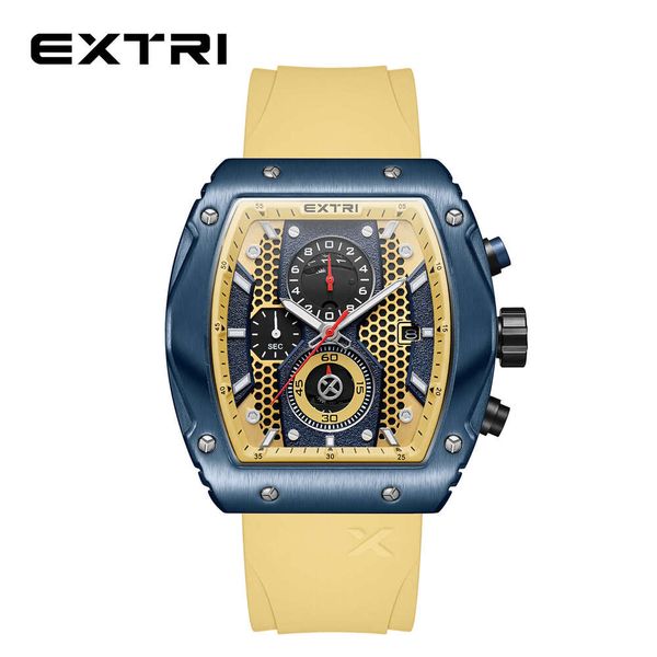 

EXTRI hot selling fashionable men's silicone strap waterproof quartz watch brand six pin student male, #a