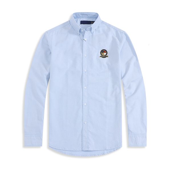 

Men Designer Shirts Long-Sleeved Classic Small Horse Design Fashionable Embroidered Badge Patterns Business Casual Style Plus Size Options Plaid Shirt Blouse, H1003-sky blue