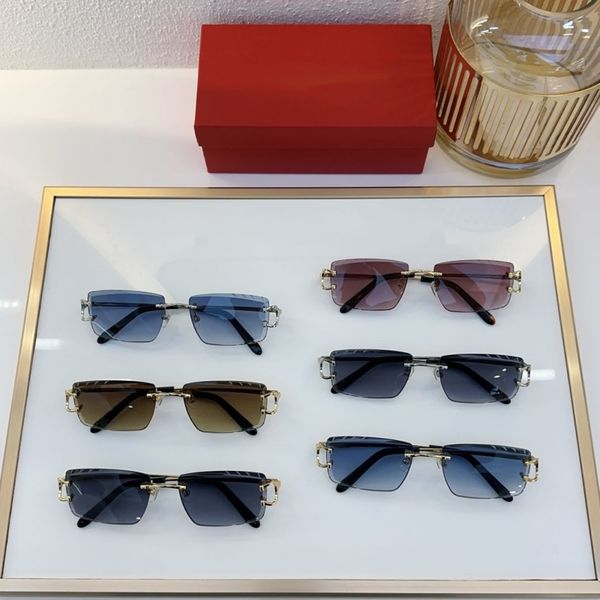 

Sunglasses for men rimless glasses lunette Retro Rectangle Goggle Frame lady diamond cut square Eyewear 0094