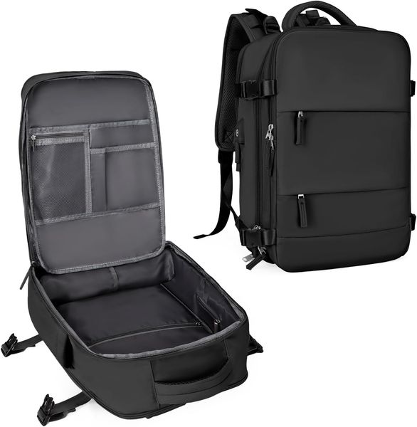 

Large Travel Backpack For Women Men,Carry On Backpack,Hiking Backpack Waterproof Outdoor Sports Rucksack Casual Daypack Travel Essentials(Black)