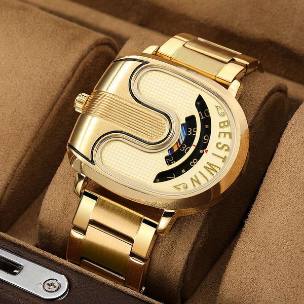 

Bostone BESTWIN Gold U-shaped Fashion Men's Watch, Gold and gold