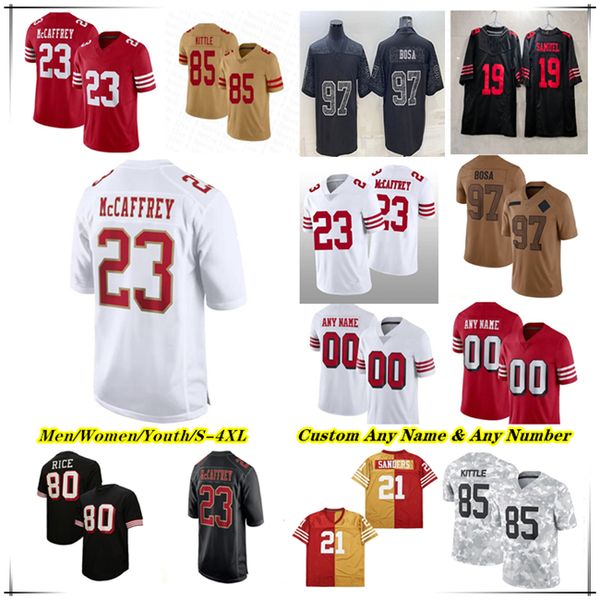 

American Football Jersey Brock Purdy Christian McCaffrey Brandon Aiyuk George Kittle Nick Bosa Fred Warner Mykel Williams Mac Jones Isaac Guerendo Jauan Jennings, Men fuse red style