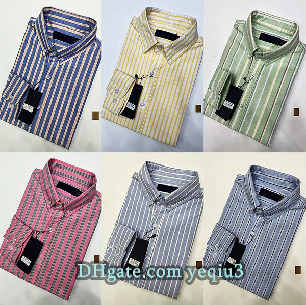 

Mens Fashion Stripe Shirt Long Sleeve Business Wear British Style Comfortable Casual Fit Designer Shirt Autumn Spring Stripe Pattern Men Small horse Shirt, H1045-sky blue