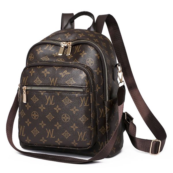 

Fashion women retro western style large capacity students commuting backpack schoolbag 2025s hot, Brown #