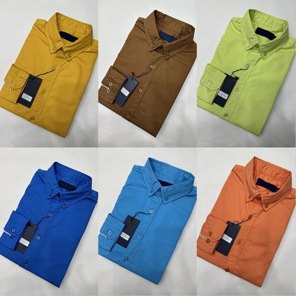 

Men Designer Shirts Casual Long Sleeve Shirt Loose Fit European Size Fashion Business Dress Shirt Classic Style with Embroidery Decoration Comfortable Top, H1016-yellow