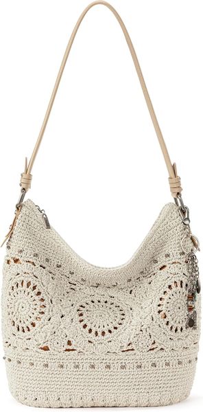 

The Sak Sequoia Hobo Bag - Hand Crochet Large Women's Purse for Everyday Travel - Durable Handbag Tote With Zipper Pocket, White