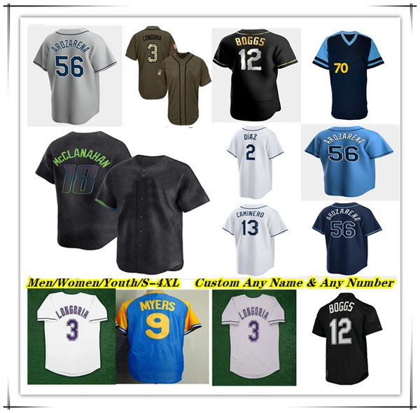 

Yandy Diaz Junior Caminero Baseball Jersey Brandon Lowe Jonathan Aranda Christopher Morel Kameron Misner Ryan Pepiot Zack Littell Taylor Walls Wade Boggs Bradley, Men fans version white