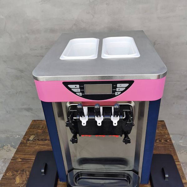High Quality Soft Serve Ice Cream Machine Electric LCD Panel Ice Cream Maker Three Flavors 2000W