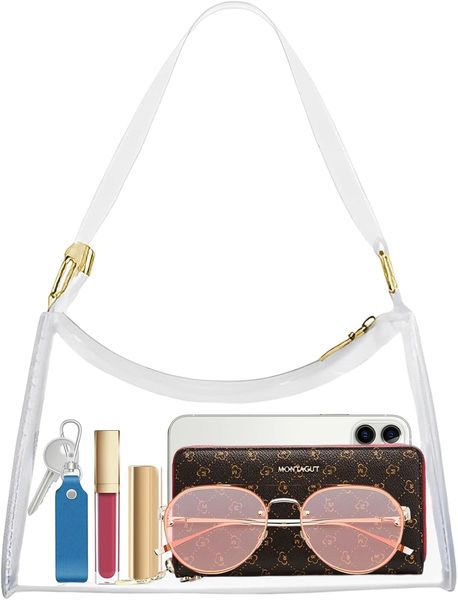 

Stadium Approved Bags for Women - PVC Purse, Concert Bag, White