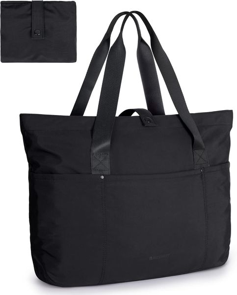 

Tote Bag for Women, Foldable Tote Bag With Zipper Travel Large Shoulder Bag Handbag for Work-16.5''l X 6''wx 14''h, Pink