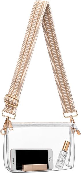 

Clear Purse for Women - Stadium Approved Crossbody Bag, Small Stadium Bag for Concerts Sports Events, White