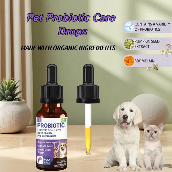 High Active Probiotics Pet Probiotics Care Drops - Support Digestion and Immunity for Dogs and Cats - 60ml
