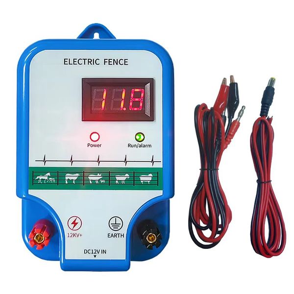 Electronic Fence Charger,Electric Fence Safe High Voltage Pulse Controller with LED Display for Wildlife Livestock,Poultry, Gardens, Or chards Protection