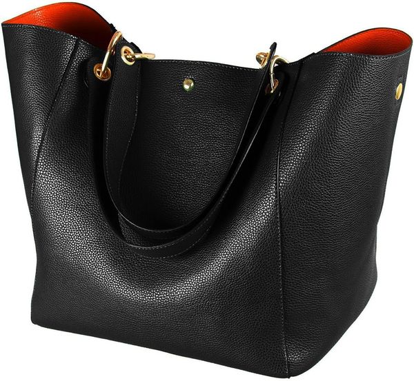 

Large Work Tote Bag for Women Designer Purses and Handbags Big Bucket bags Ladies Travel Crossbody Purse Fuchsia, Black