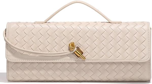 

Trendy Woven Evening Clutch Purses Women Underarm Shoulder Handbag Cute Satchels Crossbody Purse PU Leather Wallet, Beige