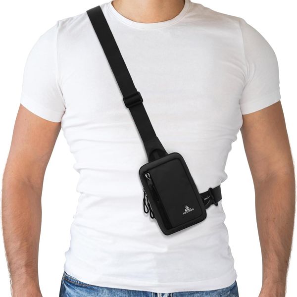 

Small Crossbody Bag for Men Women Mini Sling Bag Travel Running Phone Daypack Cross Body Shoulder Bags with Keyholder, Black