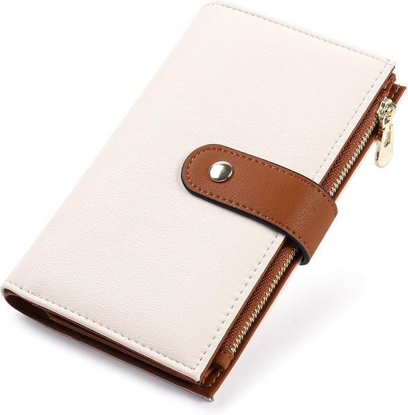 

Women's Wallets Blocking Leather Trifold Clutch Wallet Credit Card Holder Ladies Travel Wallet Purse with Pen Holder, Red
