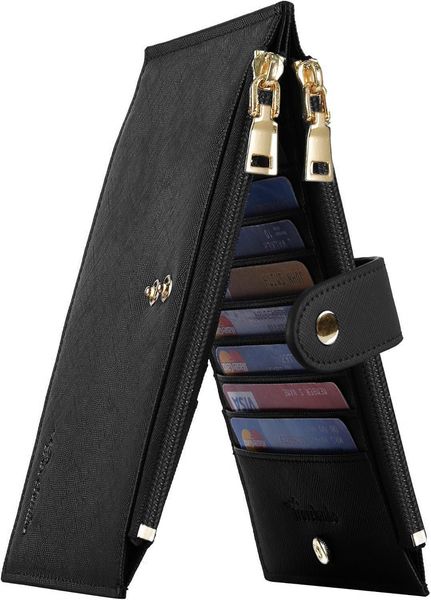 

Wallet Women Large Size Bifold Multi Card Wallet Case with Zipper Pocke Credit Card Holder for Women, Black