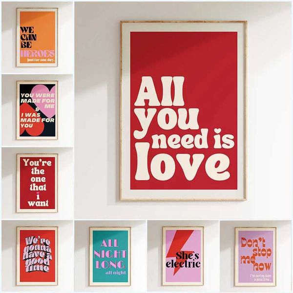 Minimalism sic Posters Pink Colors Love Lyrics Wall Art Canvas Painting Inspired Living Room Home Decor No Frame Y250510