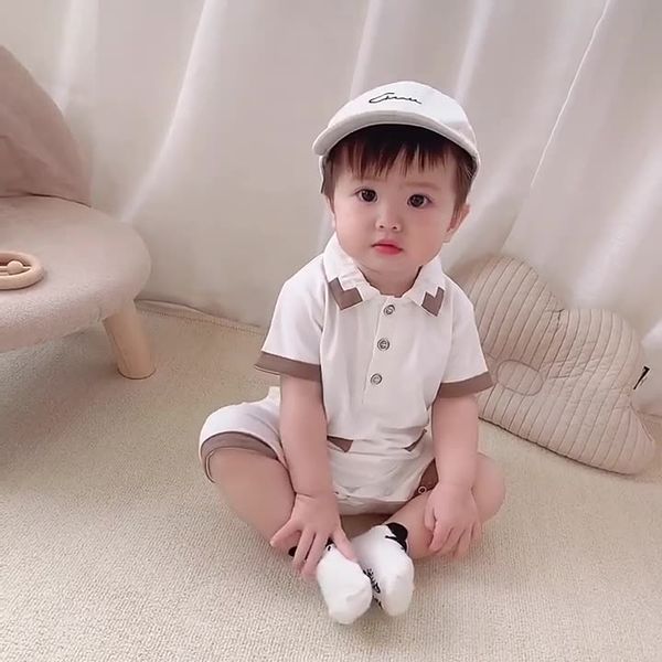 XW223 Newborn baby summer jumpsuit baseball uniform boys and girls baby cotton half-sleeved romper pullover suspenders net celebrity crawling clothes