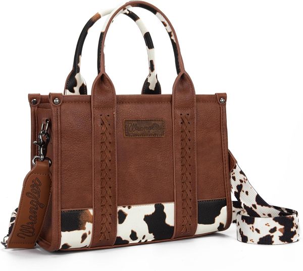 

Wrangler Tote Bag for Women Western Cow Print Purse Designer Top Handle Handbags, Black