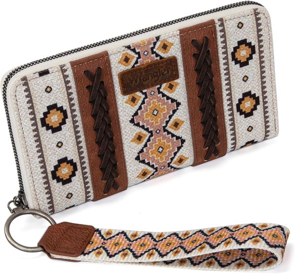 

Wrangler Wristlet Western Wallet Boho Aztec Credit Card Holder for Women, Split