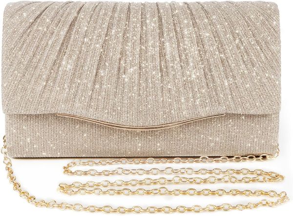 

Clutch Purses for Women Formal Dressy Evening Bag Handbags Crossbody Bag for Wedding Cocktail Prom Party Elegance Charm, Silver