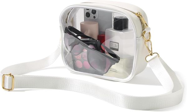 

Clear Bag Stadium Approved, Crossbody Transparent Bag for Concerts Sports Events, Purses for Men and Women, White