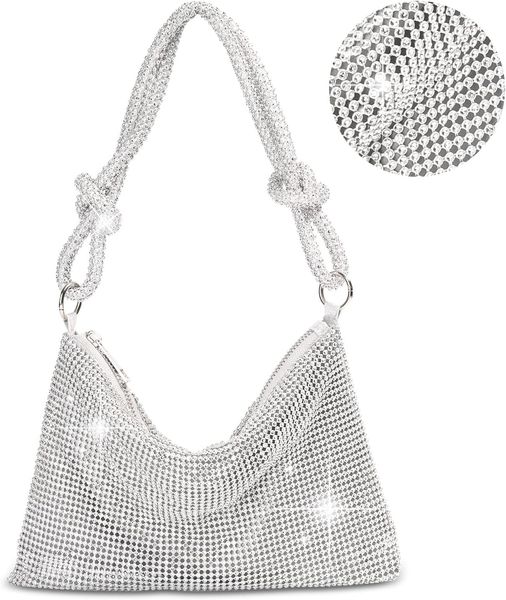 

Women Gold Clutch, Rhinestone Gold Purse Wedding,Evening Clutch Purses For Women, Silver
