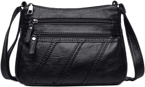 

Water Soft PU leather Purses and Shoulder Handbags for Women Crossbody Bag Cross Body Messenger Bags, Black t2