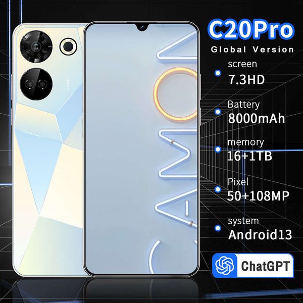 Mobile phone c20 Pro true 4G 7.3-inch large screen 13 million pixels Android 10 (3+64)