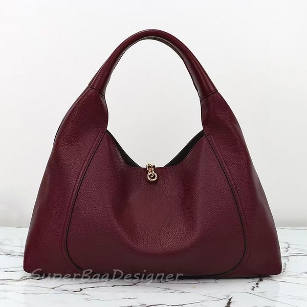 

7A new ladies softbit shoulder bag women medium top handle bag Designer bag oversized half Horsebit bucket bag supple grainy leather handbag luxury crossbody totes, Burgundy