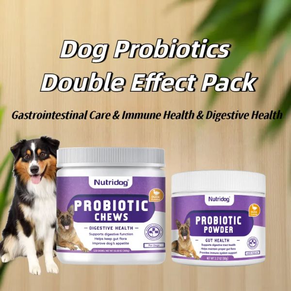 Dog probiotics combination pack - regulate soft stool and diarrhea, double protection for the stomach and intestines