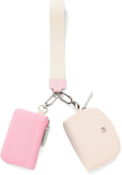 

Mum's memory Mini Zip Around Wristlet Wallet for Women Dual Pouch Wristlet Portable keychain wallet Coin Purse Mini Women Coin Pocket, Pink
