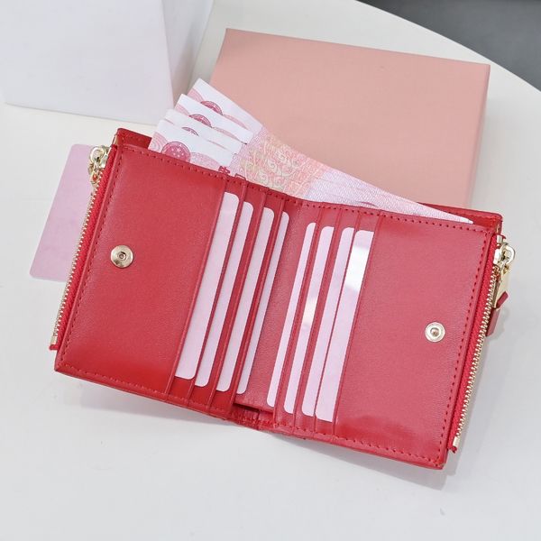 

Womens Wallet Coin Purse Card Holders Designer High Quality Genuine Leather Sheepskin Luxury Wallets Zipper Poucht With Box Card Case Cardholder Luxury Wallets, Red
