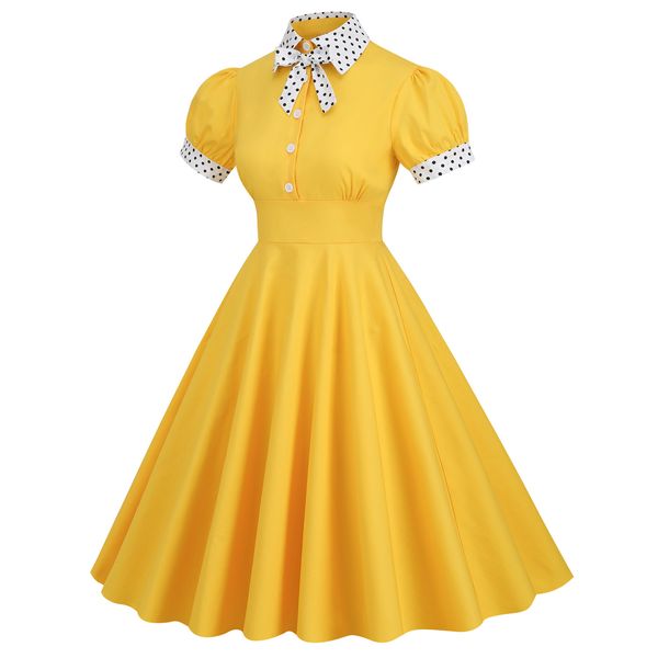 

017-Yellow summer short dress for women, Leopard print