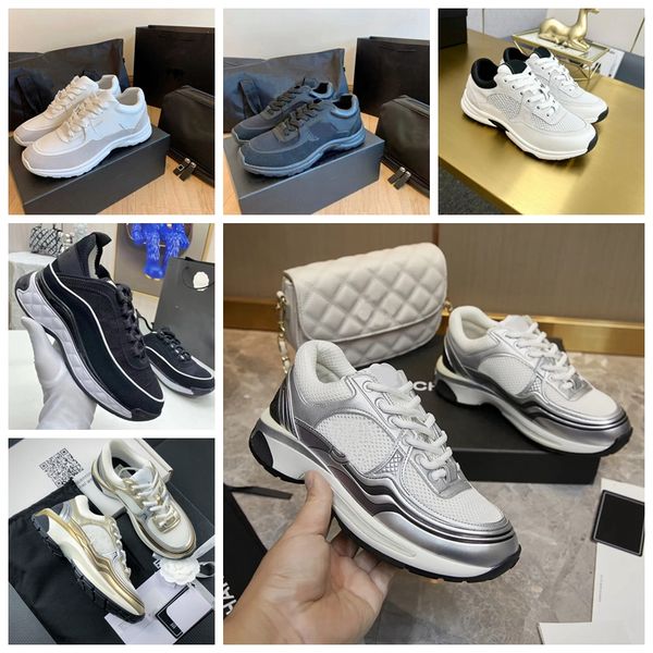 

High-quality Calfskin Designer Sneakers Women's Designer Reflective Running Trainers - Premium Leather Lace-Up Flat Patchwork Sneakers size 35-42 with box, Khaki