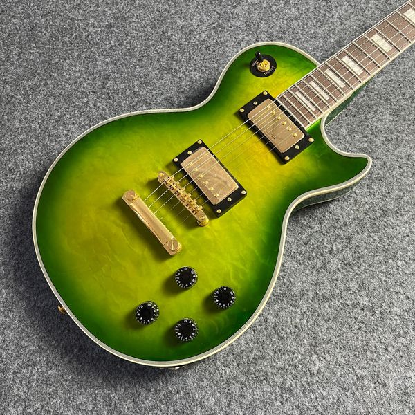 

Emerald Flame LP-Style Guitar - Gold Hardware & Double Cutaway Body | 4-Knob + Coil-Split Control