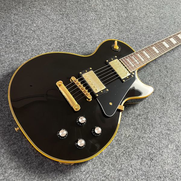 

Custom LP-Style Guitar - Abalone Inlaid Rosewood Fingerboard & Black Gloss Body | Pro Craft