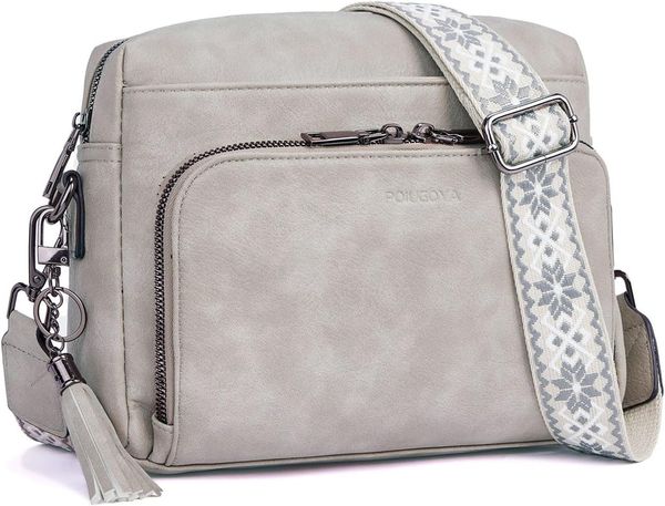 

Crossbody Purses for Women Trendy,Vegan Leather Medium Crossbody Bag,Women's Crossbody Travel Purse Built in Wallet, Silver