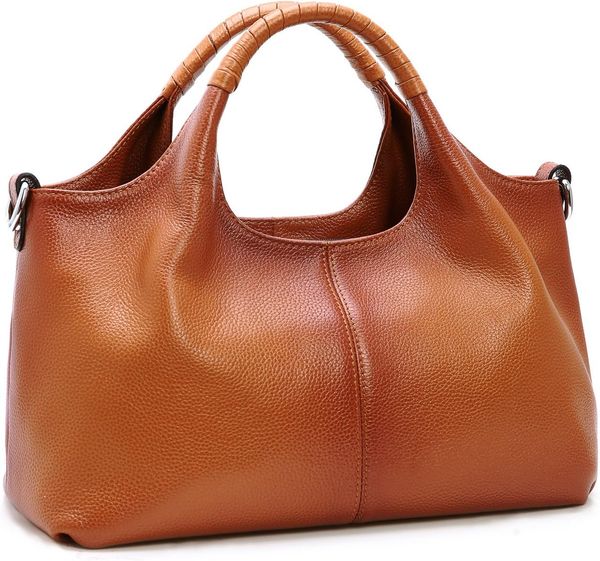 

Genuine Leather Shoulder Bags Purses and Handbags for Women Satchel Designer Cross Body Hobo Medium Size Tote, Chocolate